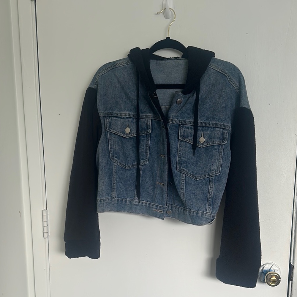 Shein Curve and Denim and Black Hooded Jacket